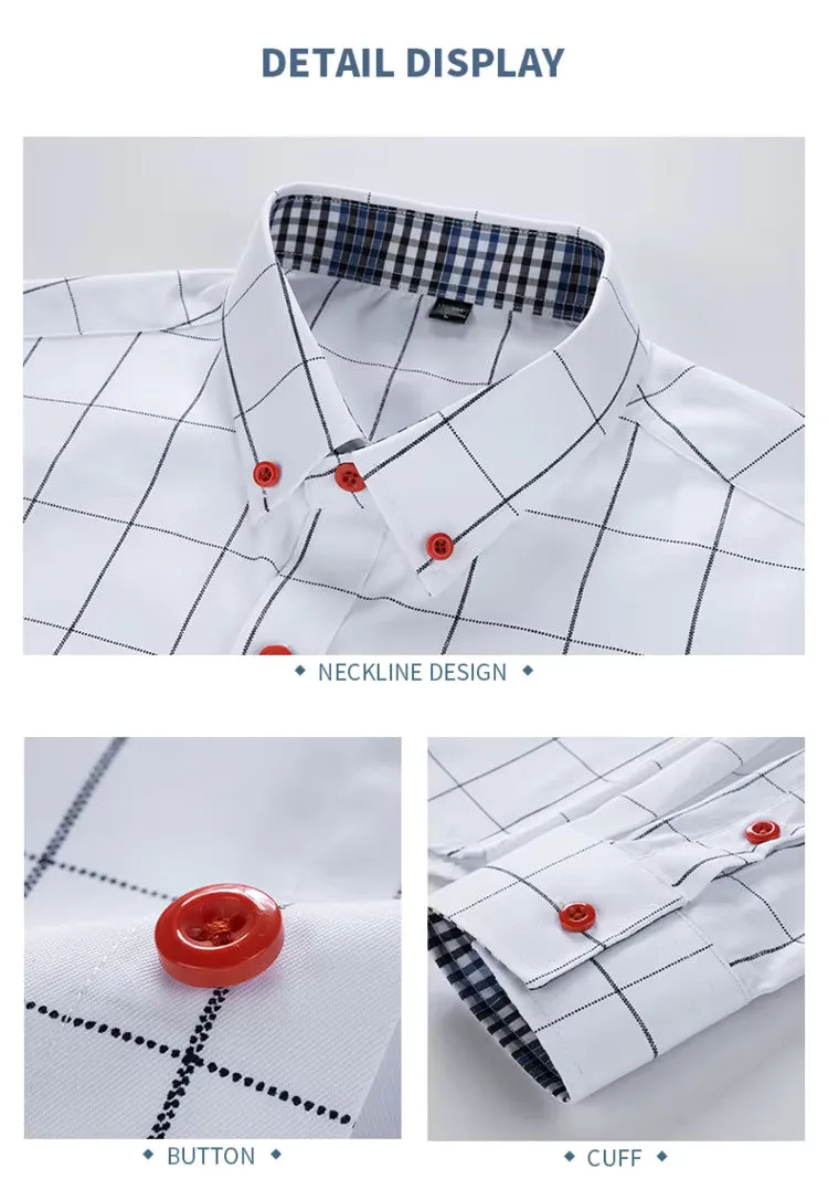 Button High Quality Classic Style Cotton Fabric Solid Color Long Sleeve Business Casual Men's Blue Shirt