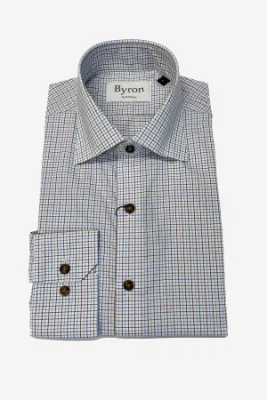 Byron Performance Brown Blue Tattersal Shirt Big and Tall