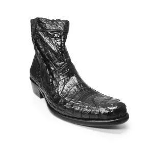 Calzoleria Toscana Black Full Hornback Alligator Ankle Boots