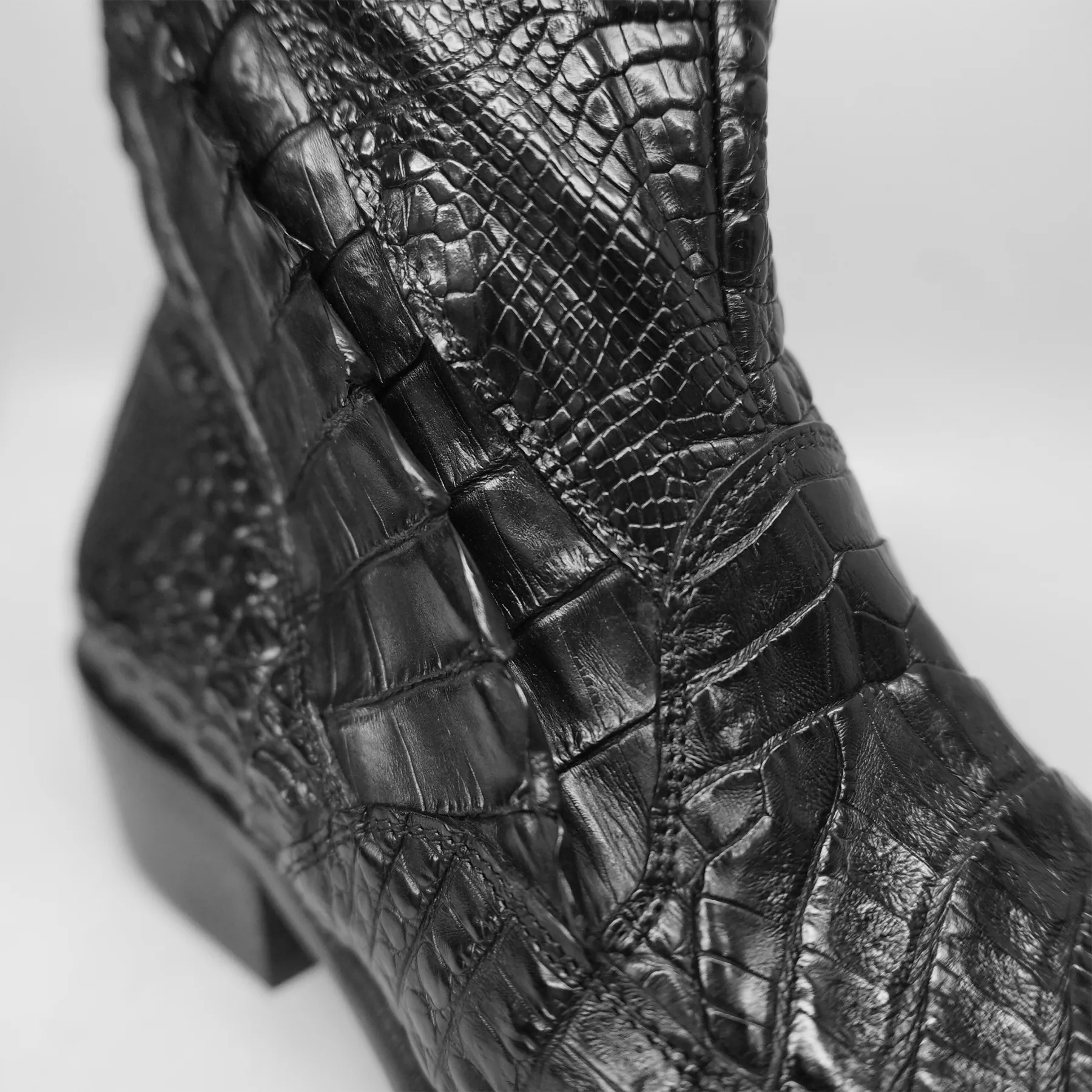 Calzoleria Toscana Black Full Hornback Alligator Ankle Boots