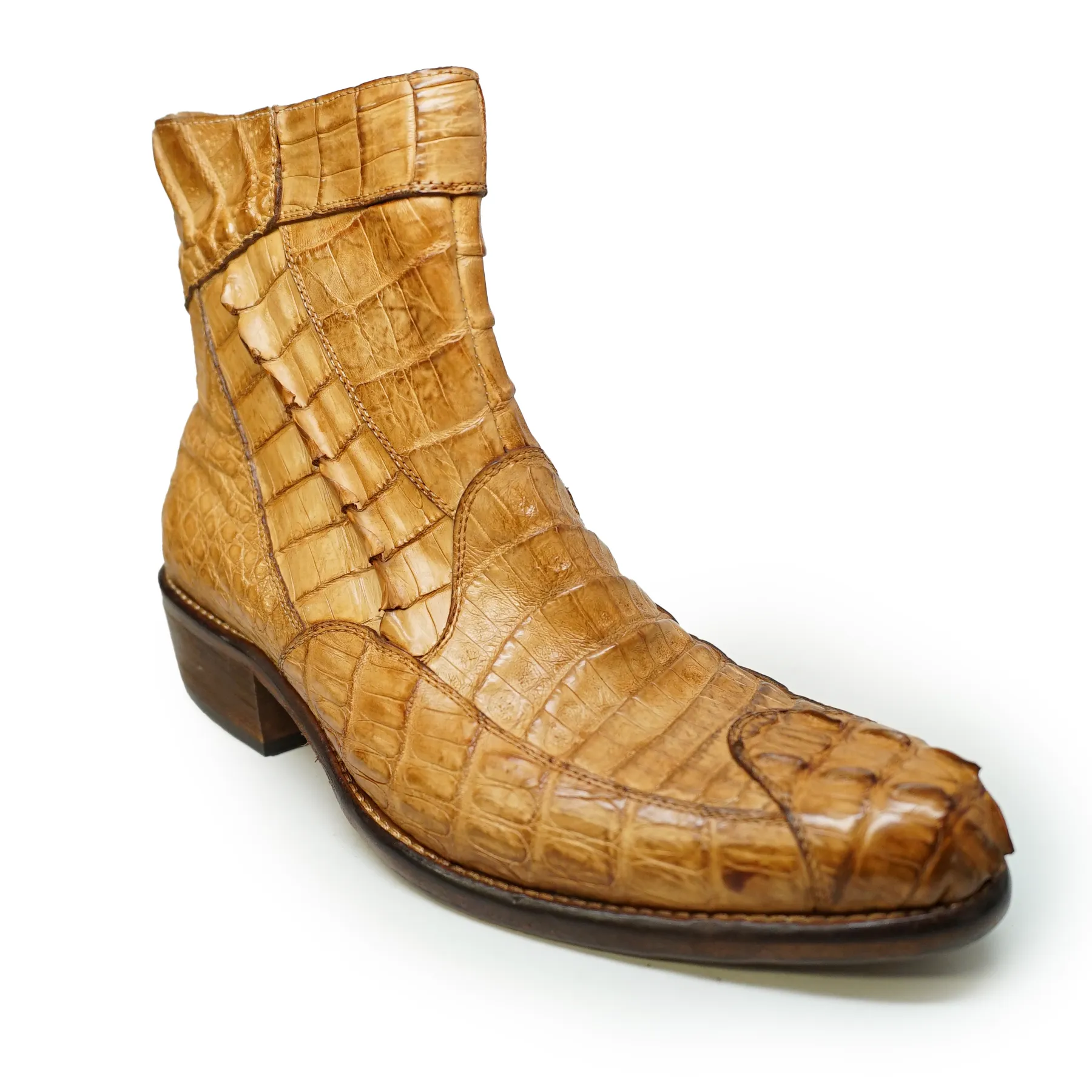 Calzoleria Toscana Cognac Hornback Alligator Ankle Boots
