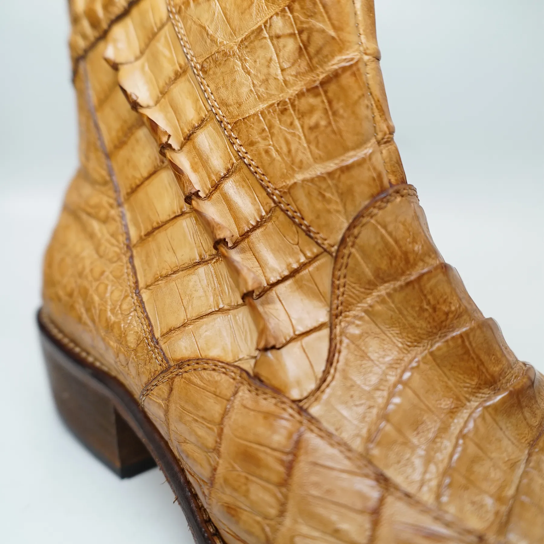 Calzoleria Toscana Cognac Hornback Alligator Ankle Boots