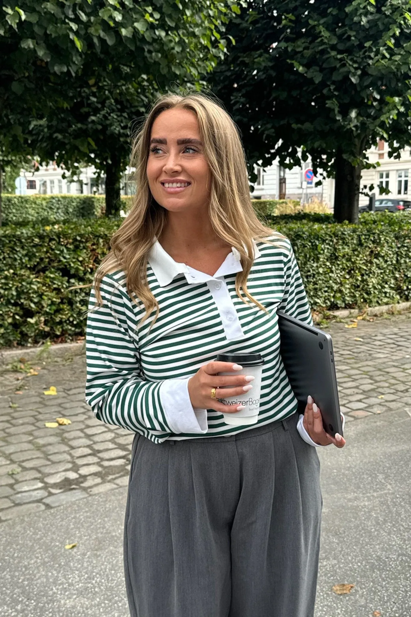 CarlyIC Polo - Grøn Stribet