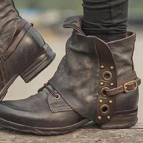 Casual Chunky Heel Pu Zipper Ankle Boots