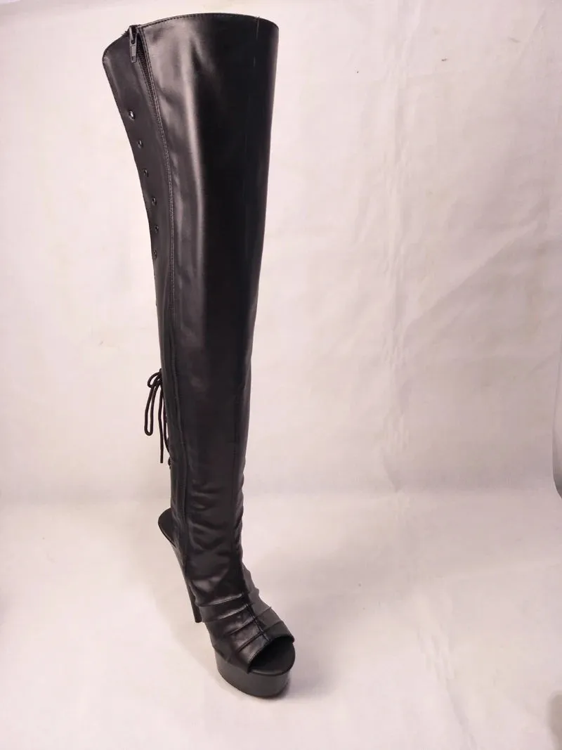 Catwalk 6Inch Gothic Women's Shoes 15cm Pole Dance Apricot Over The Knee Boots