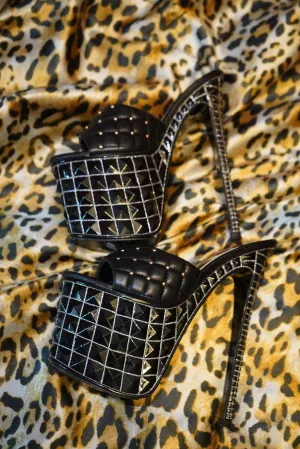 Chunky black stud heels