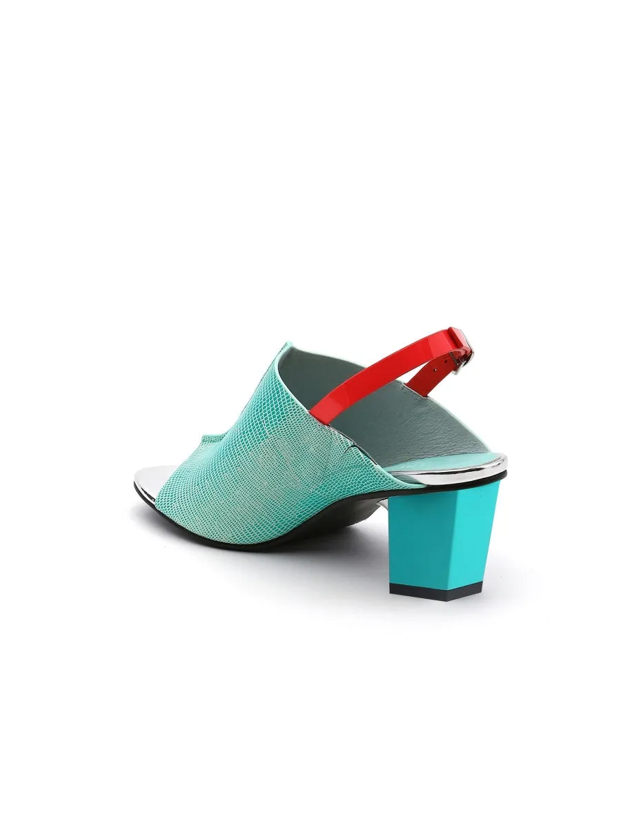 Chunky-Heel Leather Sandal - Mint