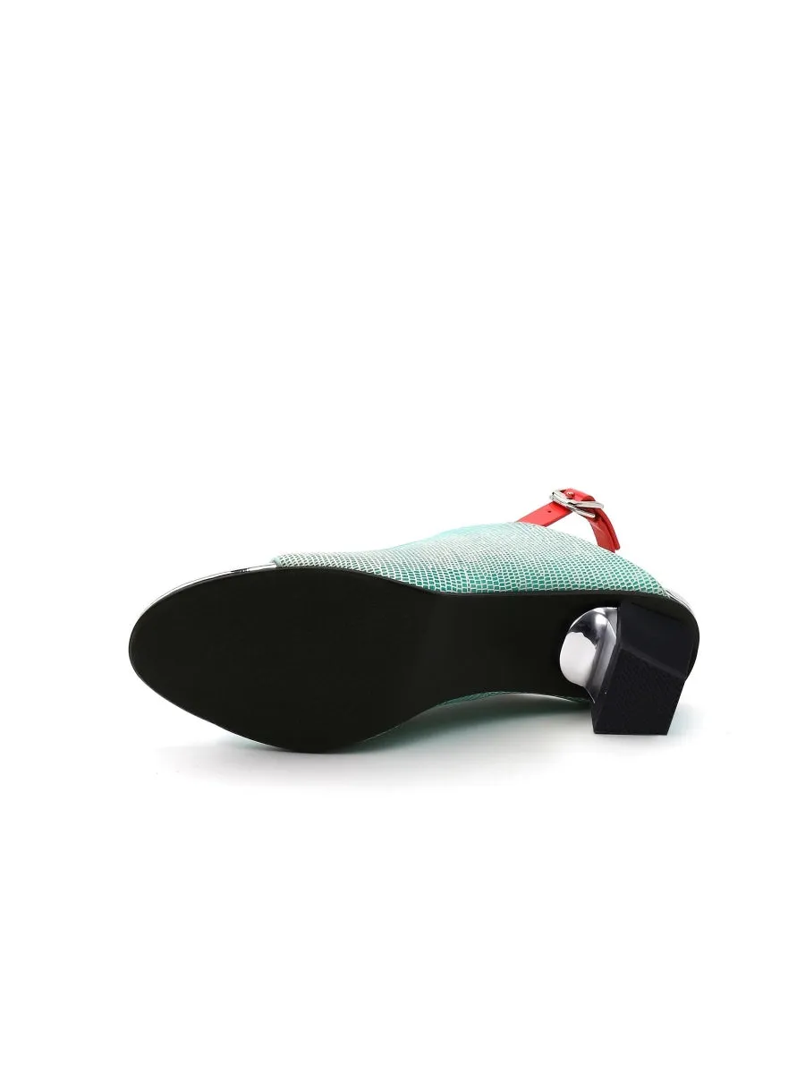Chunky-Heel Leather Sandal - Mint