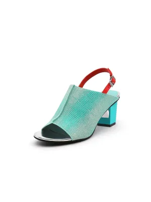 Chunky-Heel Leather Sandal - Mint