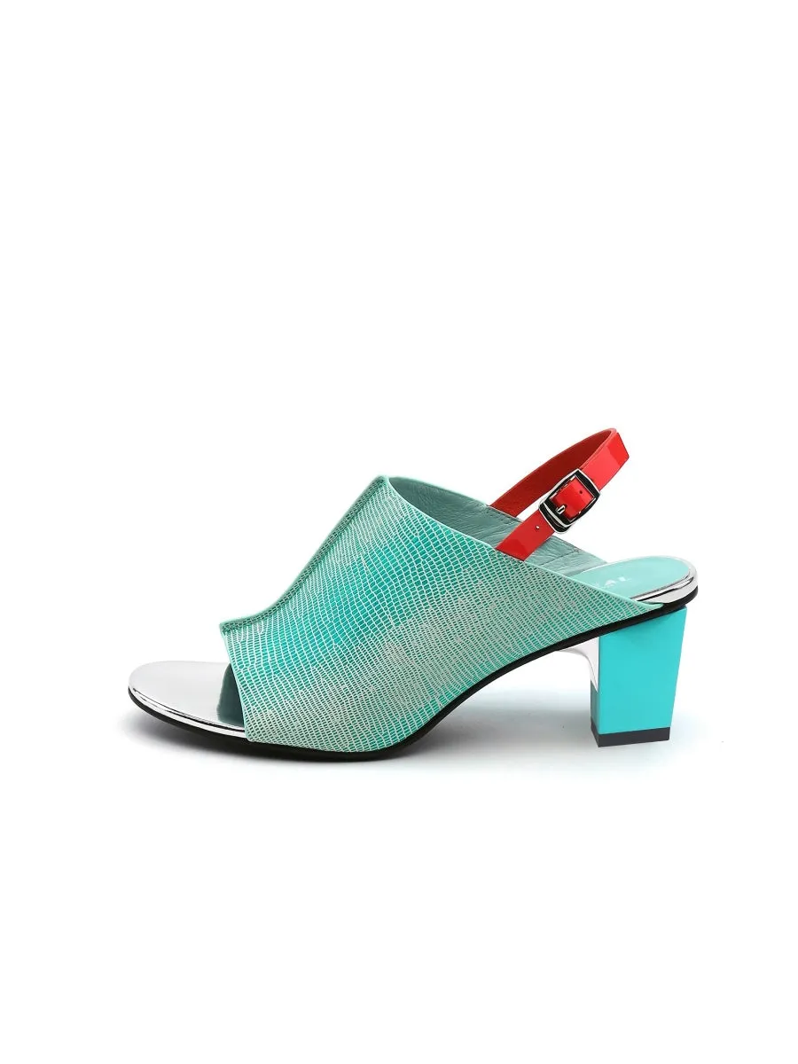 Chunky-Heel Leather Sandal - Mint