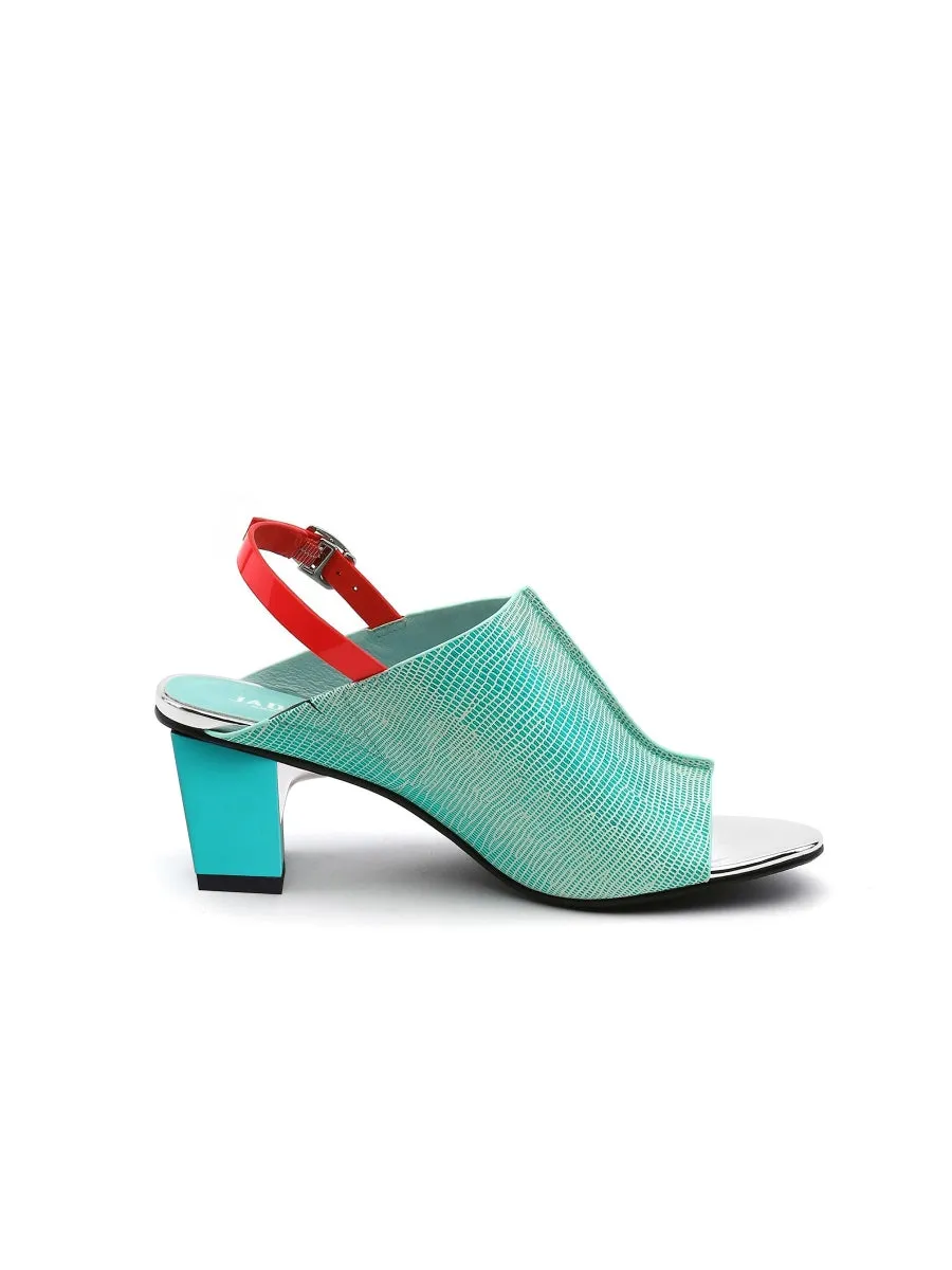 Chunky-Heel Leather Sandal - Mint