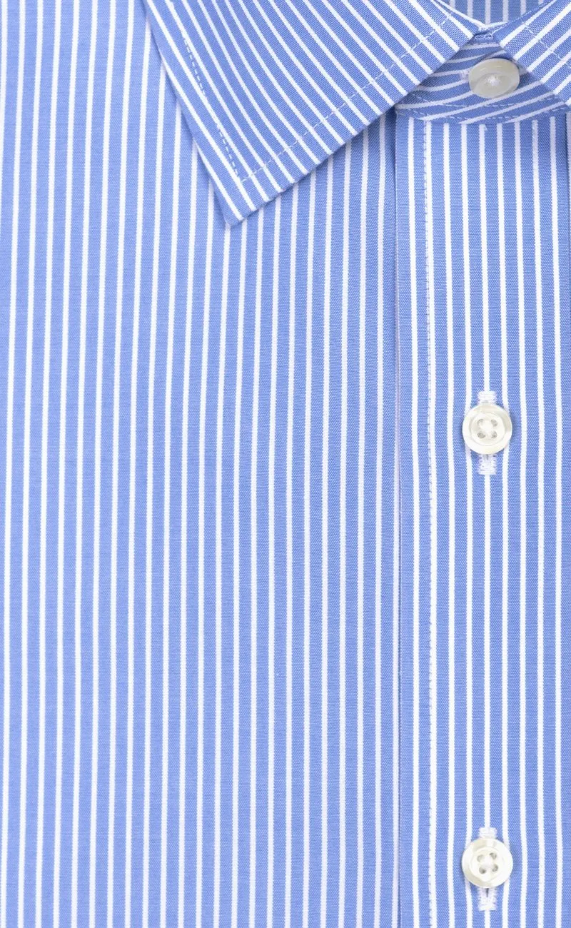 Classic Fit Blue Reverse Stripe Spread Collar Supima® Cotton Non-Iron broadcloth Dress Shirt (B/T)