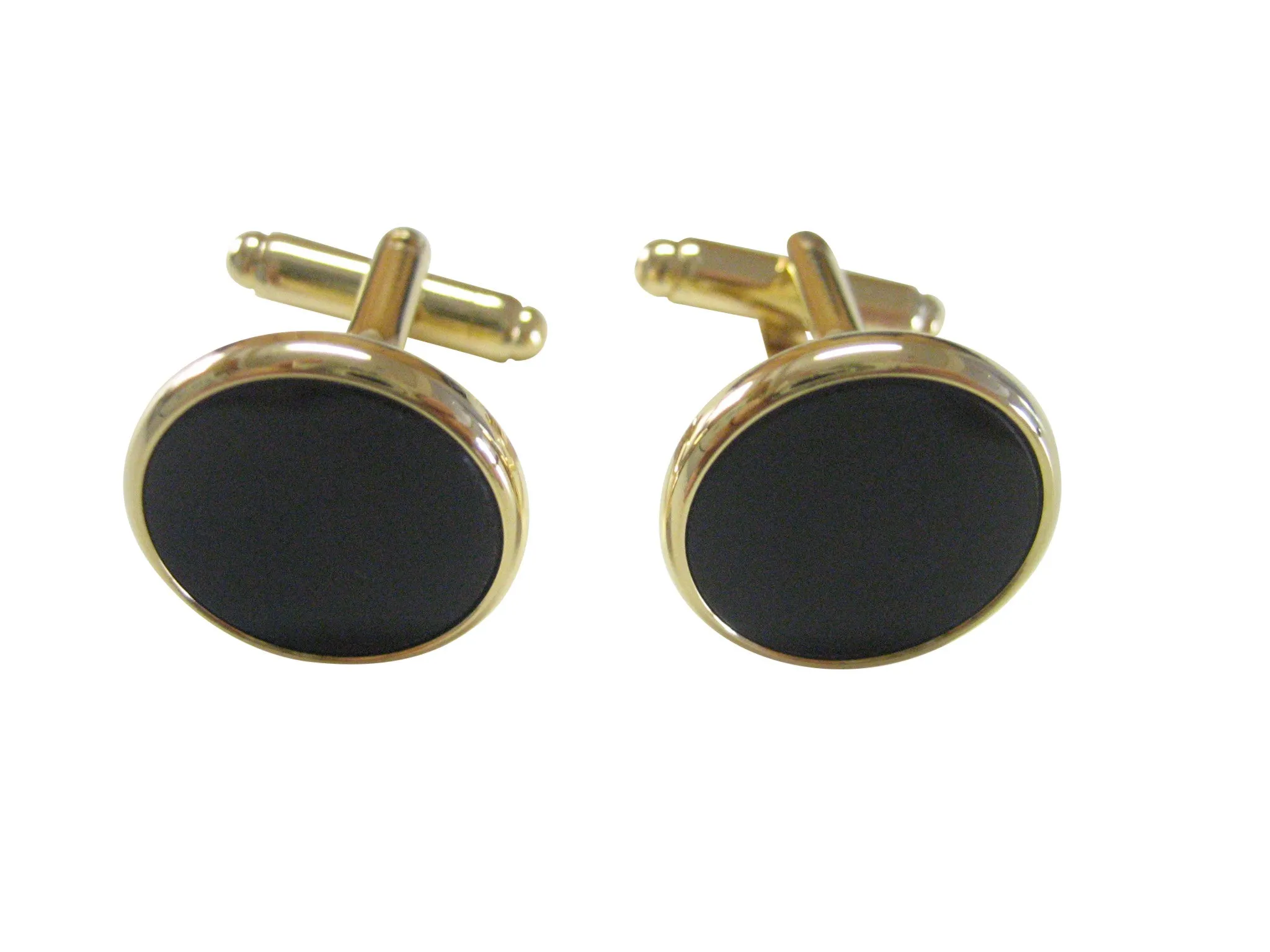 Classic Gold and Black Round Cufflinks