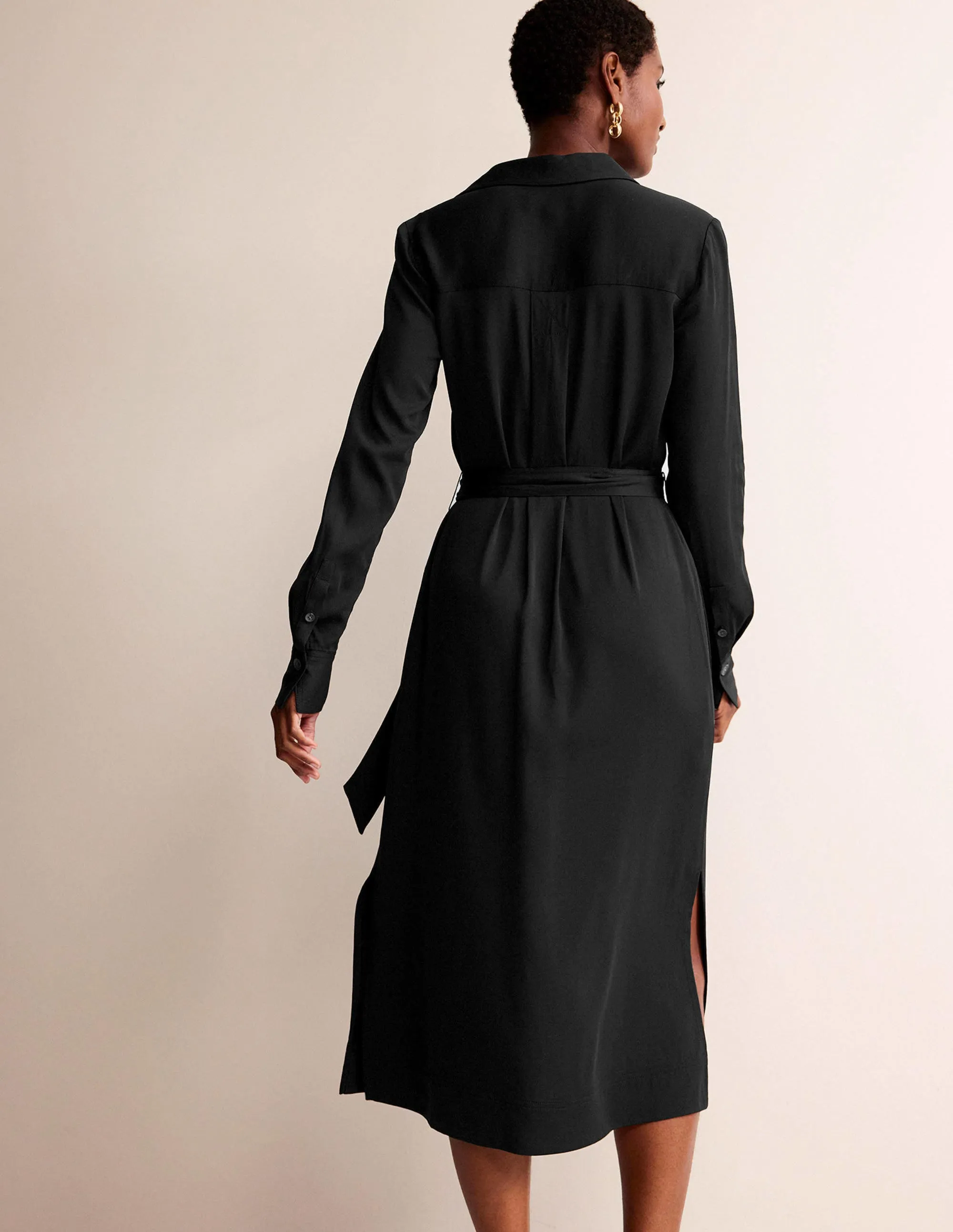 Clean Midi Pop Over Dress-Black