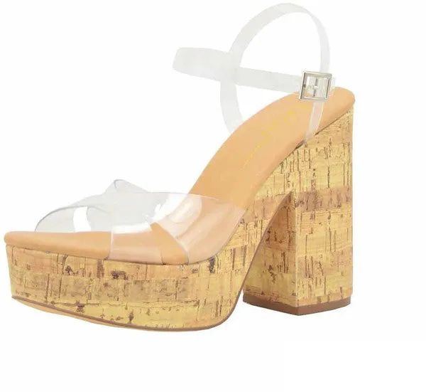 Clear Strap Chunky Heels