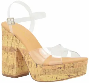 Clear Strap Chunky Heels