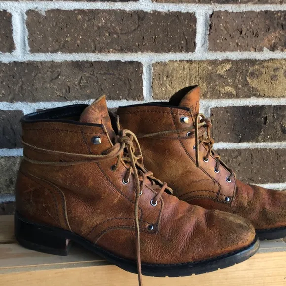 COLE HAAN Brown Genuine Learner Combat Boots with leather laces