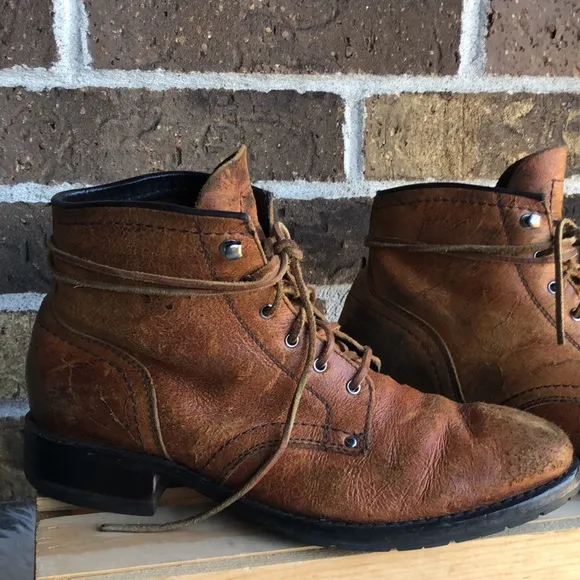 COLE HAAN Brown Genuine Learner Combat Boots with leather laces