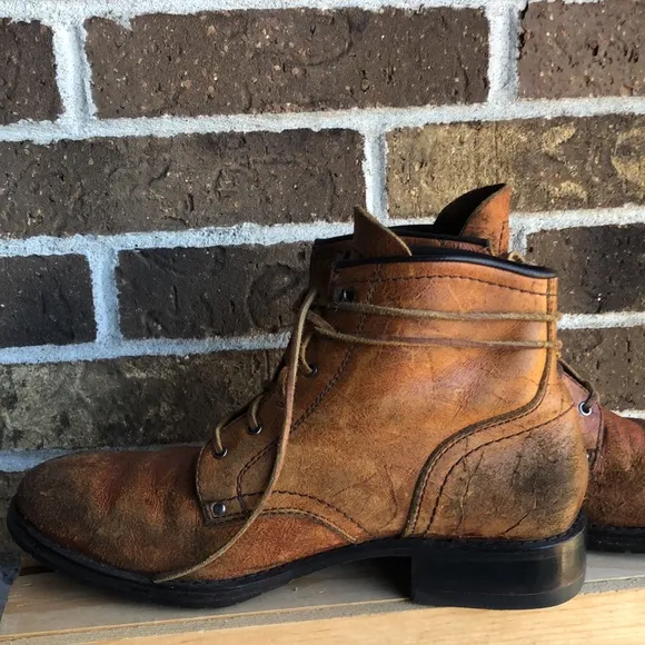COLE HAAN Brown Genuine Learner Combat Boots with leather laces