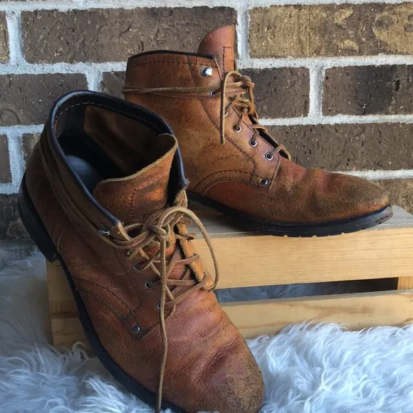 COLE HAAN Brown Genuine Learner Combat Boots with leather laces