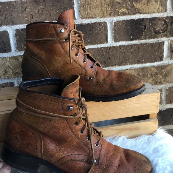 COLE HAAN Brown Genuine Learner Combat Boots with leather laces
