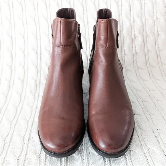 Cole Haan Lyla Leather Ankle Boots 8.5 Brown Waterproof