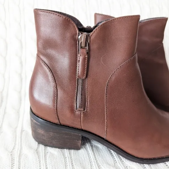 Cole Haan Lyla Leather Ankle Boots 8.5 Brown Waterproof