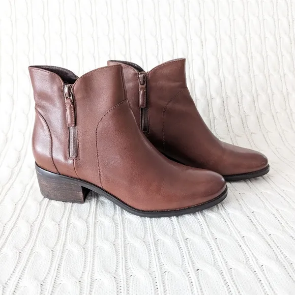 Cole Haan Lyla Leather Ankle Boots 8.5 Brown Waterproof