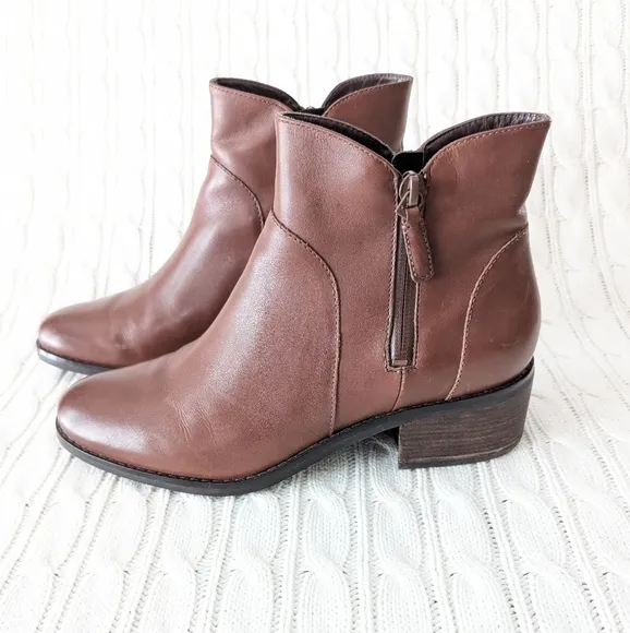Cole Haan Lyla Leather Ankle Boots 8.5 Brown Waterproof