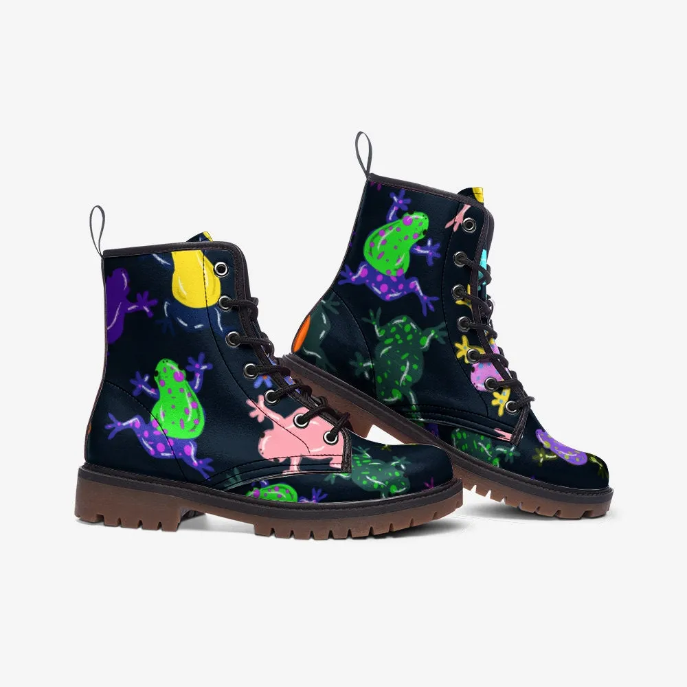 Colourful Frogs Vegan Leather Unisex Boots