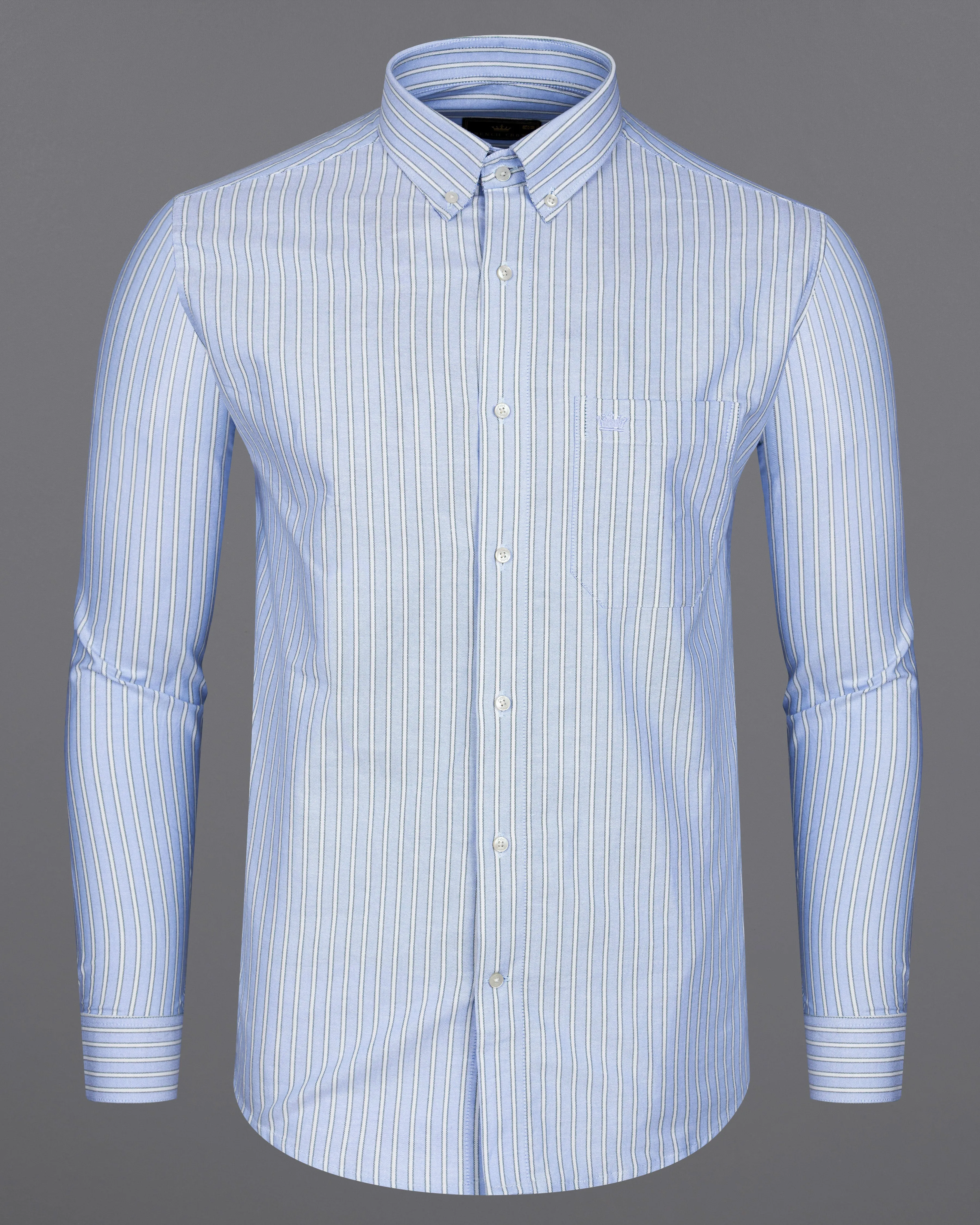 Coral Blue Striped Royal Oxford Shirt