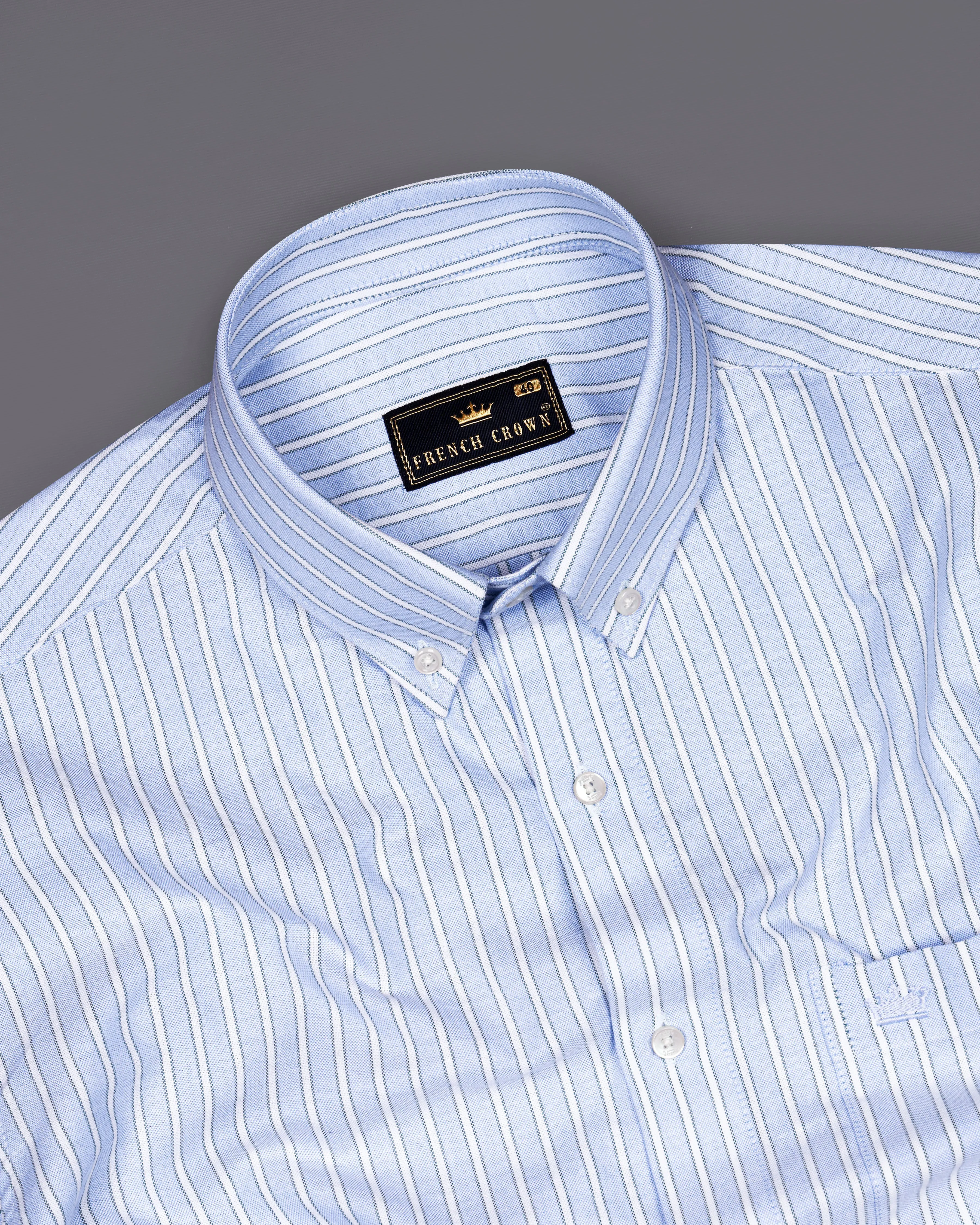 Coral Blue Striped Royal Oxford Shirt