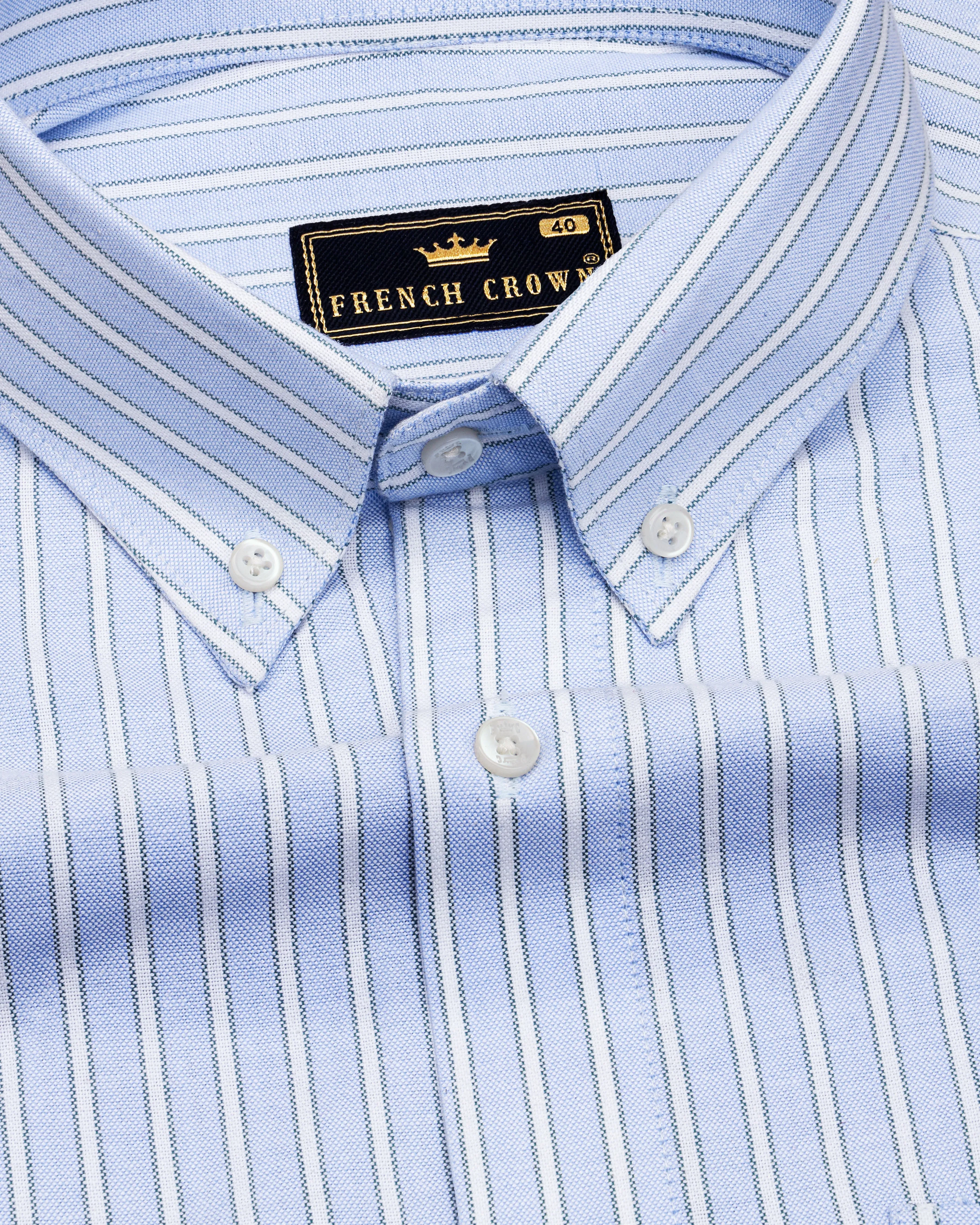 Coral Blue Striped Royal Oxford Shirt
