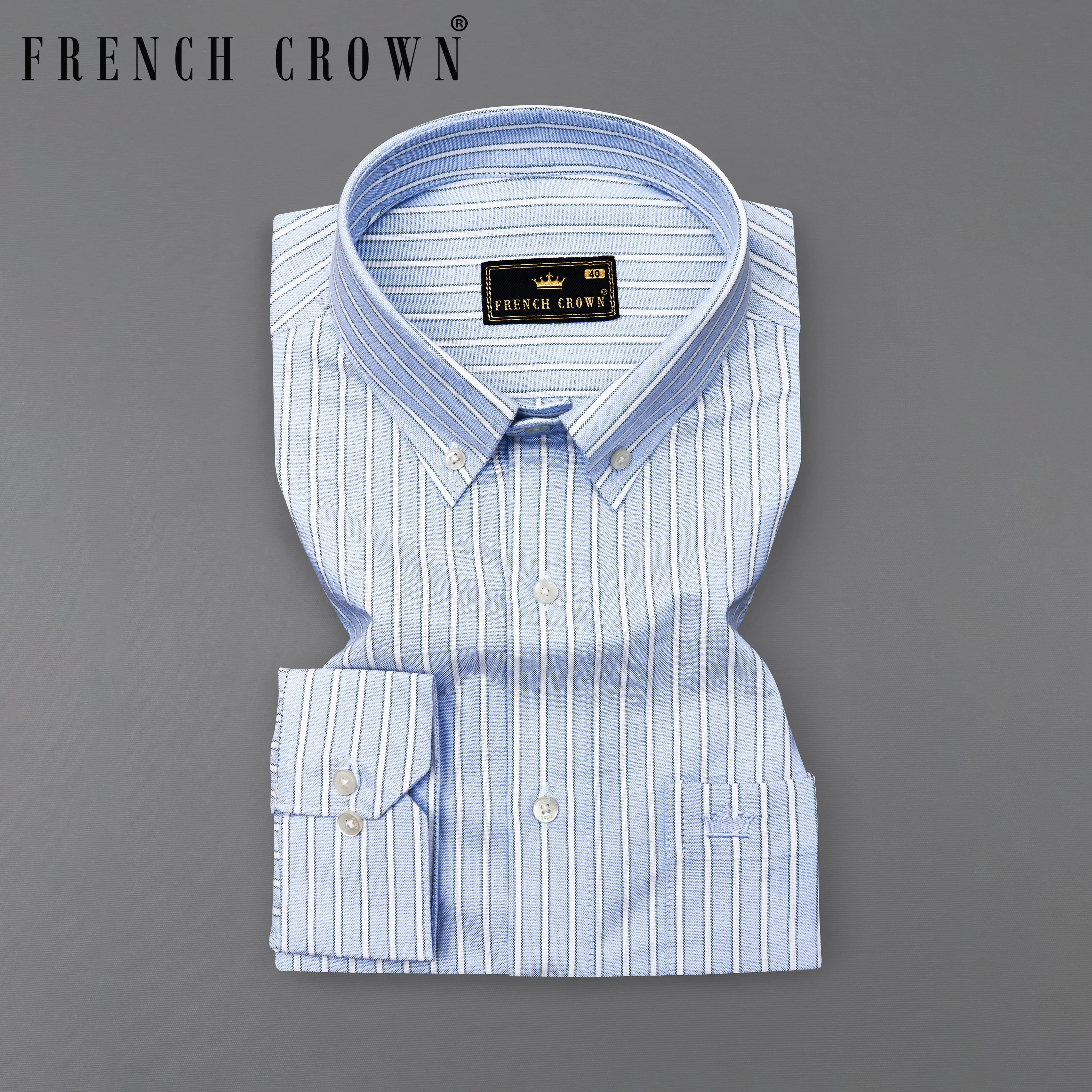 Coral Blue Striped Royal Oxford Shirt