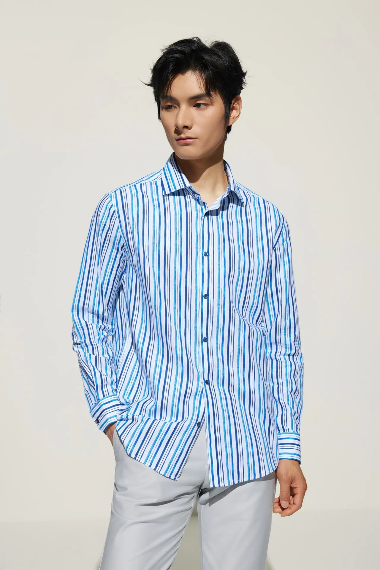 Cotton Digital Print Smart Fit Oxford Casual Shirt