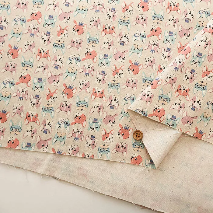 Cotton Oxford Fabric - Mini Print French Bulldog
