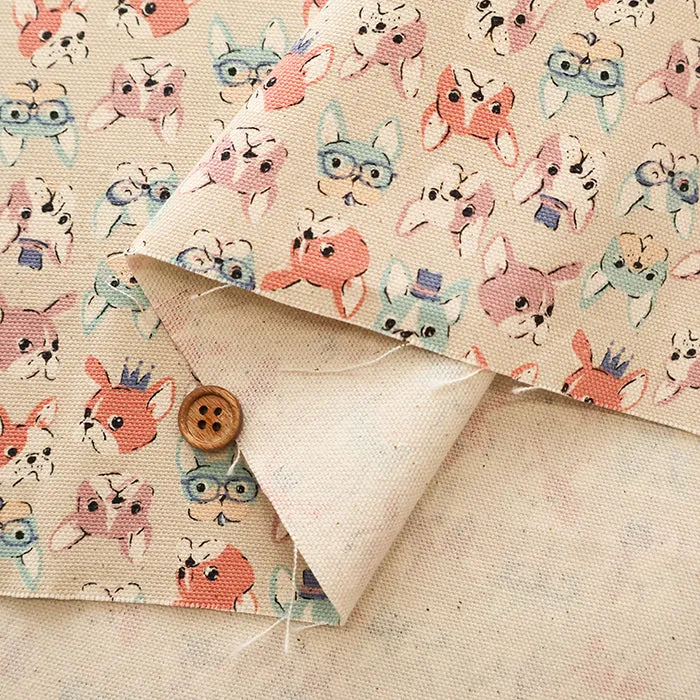 Cotton Oxford Fabric - Mini Print French Bulldog