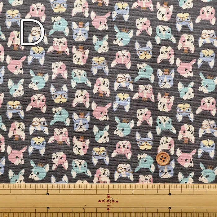Cotton Oxford Fabric - Mini Print French Bulldog