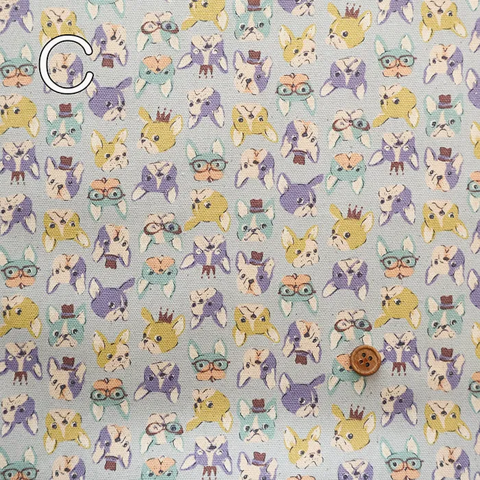 Cotton Oxford Fabric - Mini Print French Bulldog