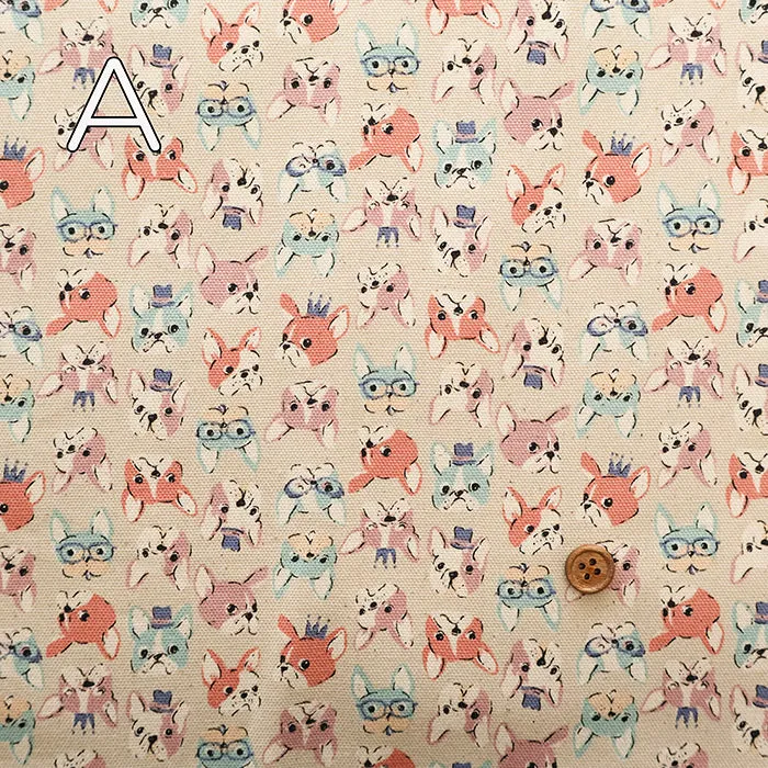 Cotton Oxford Fabric - Mini Print French Bulldog