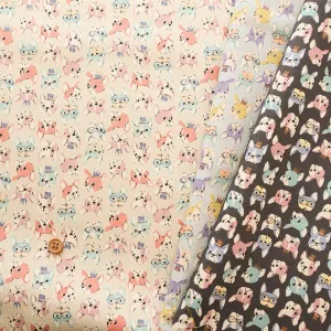 Cotton Oxford Fabric - Mini Print French Bulldog