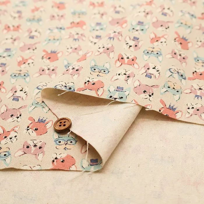 Cotton Oxford Fabric - Mini Print French Bulldog