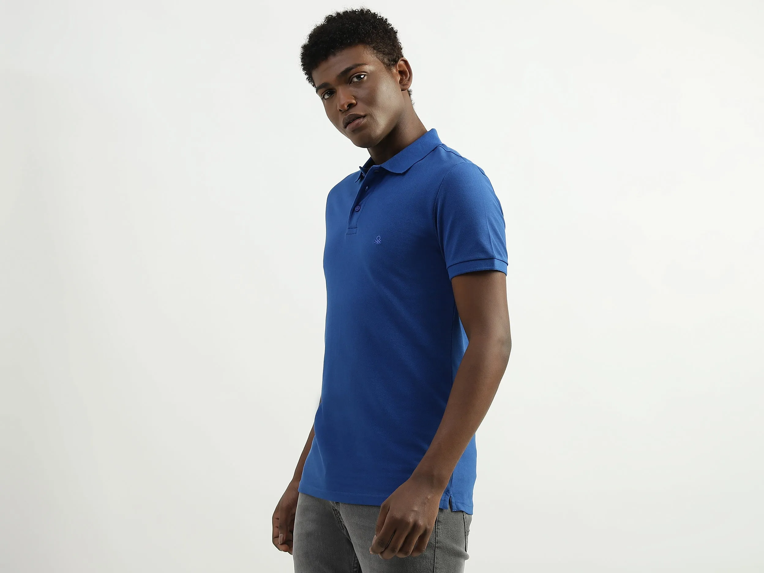 Cotton Solid Polo Collar Mens T-shirts