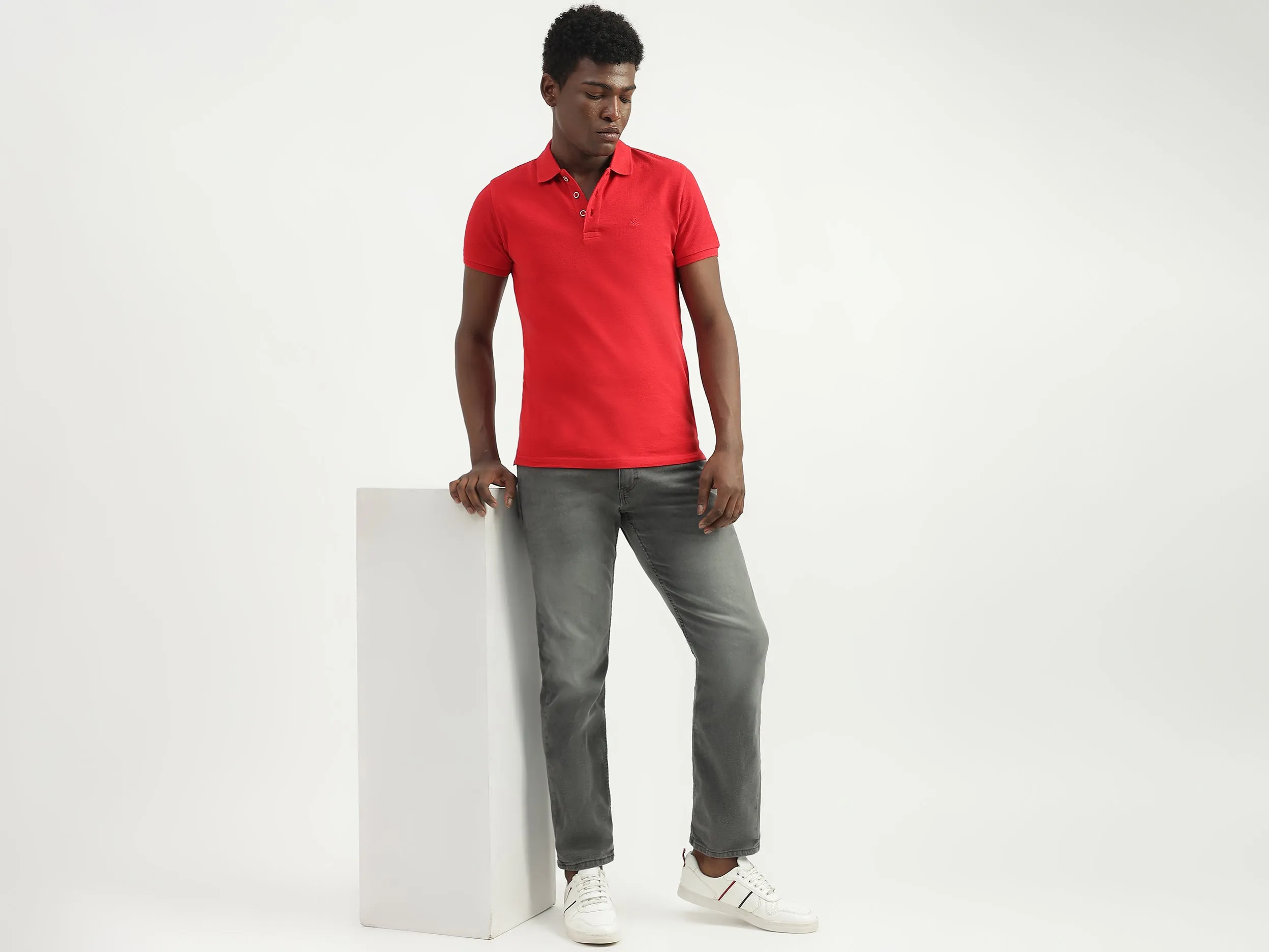 Cotton Solid Polo Collar Mens T-shirts