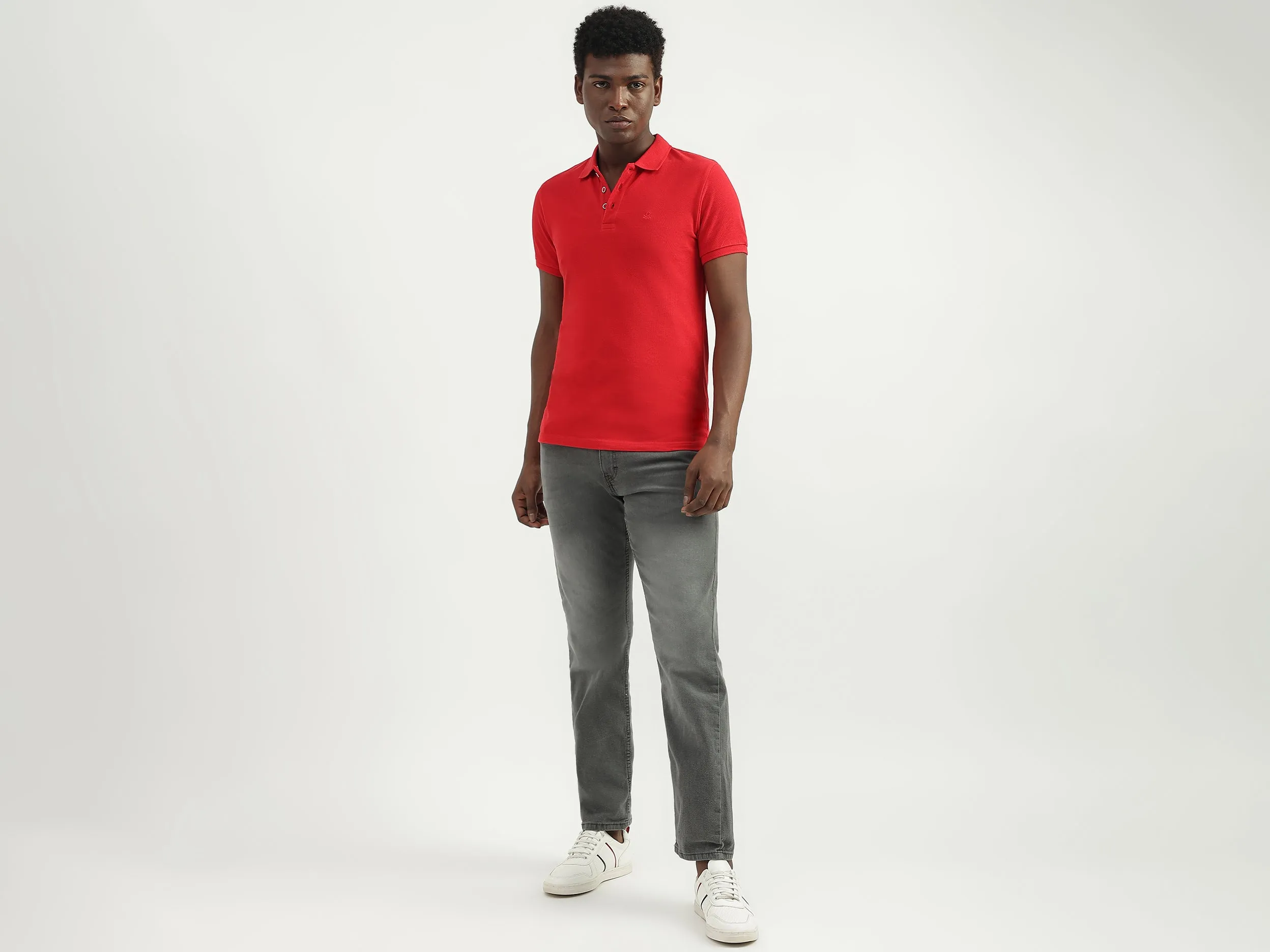 Cotton Solid Polo Collar Mens T-shirts
