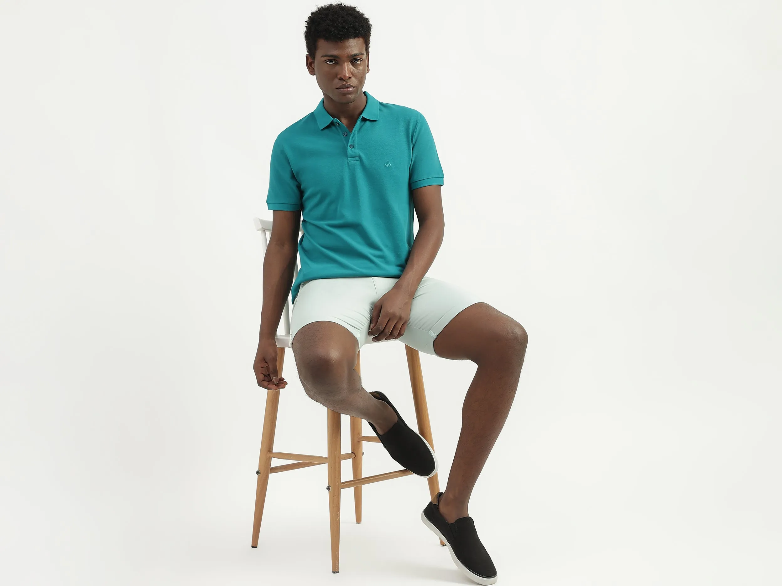 Cotton Solid Polo Collar Mens T-shirts