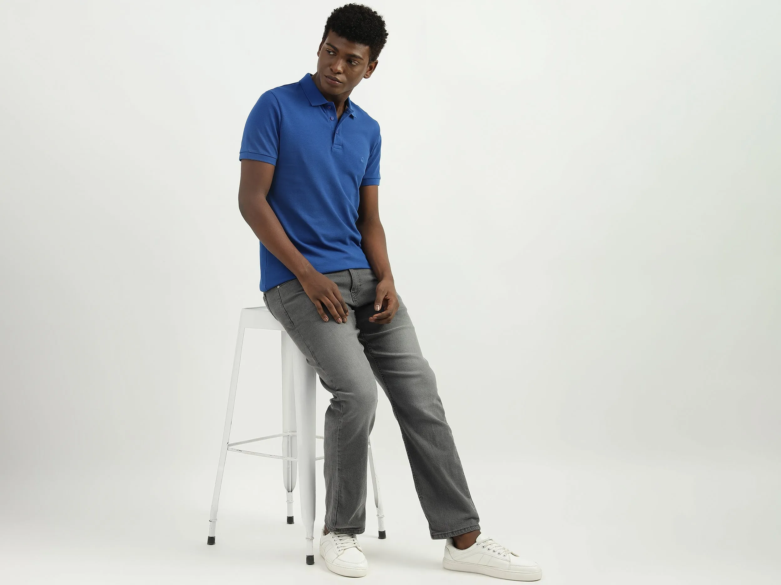 Cotton Solid Polo Collar Mens T-shirts