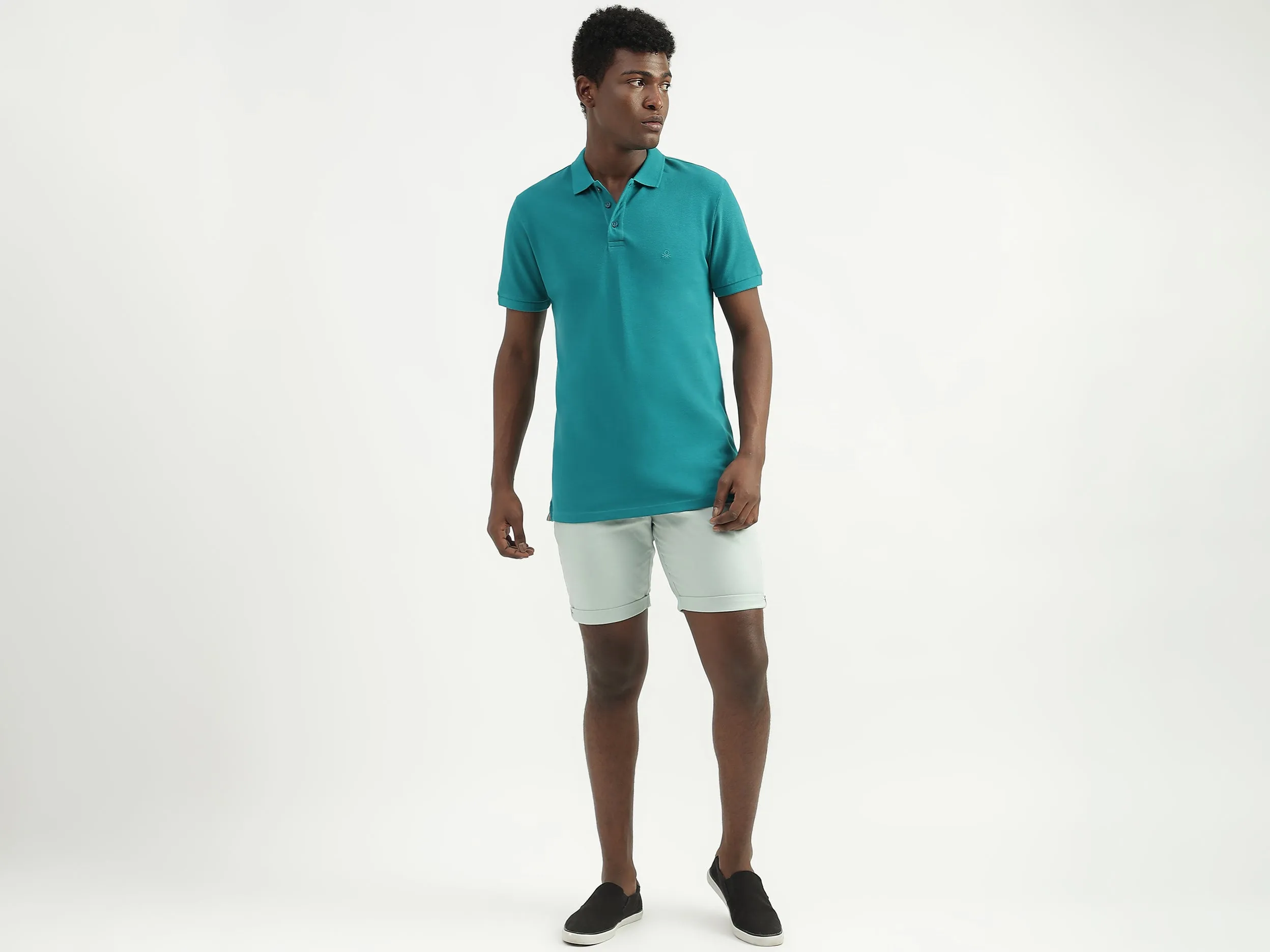 Cotton Solid Polo Collar Mens T-shirts