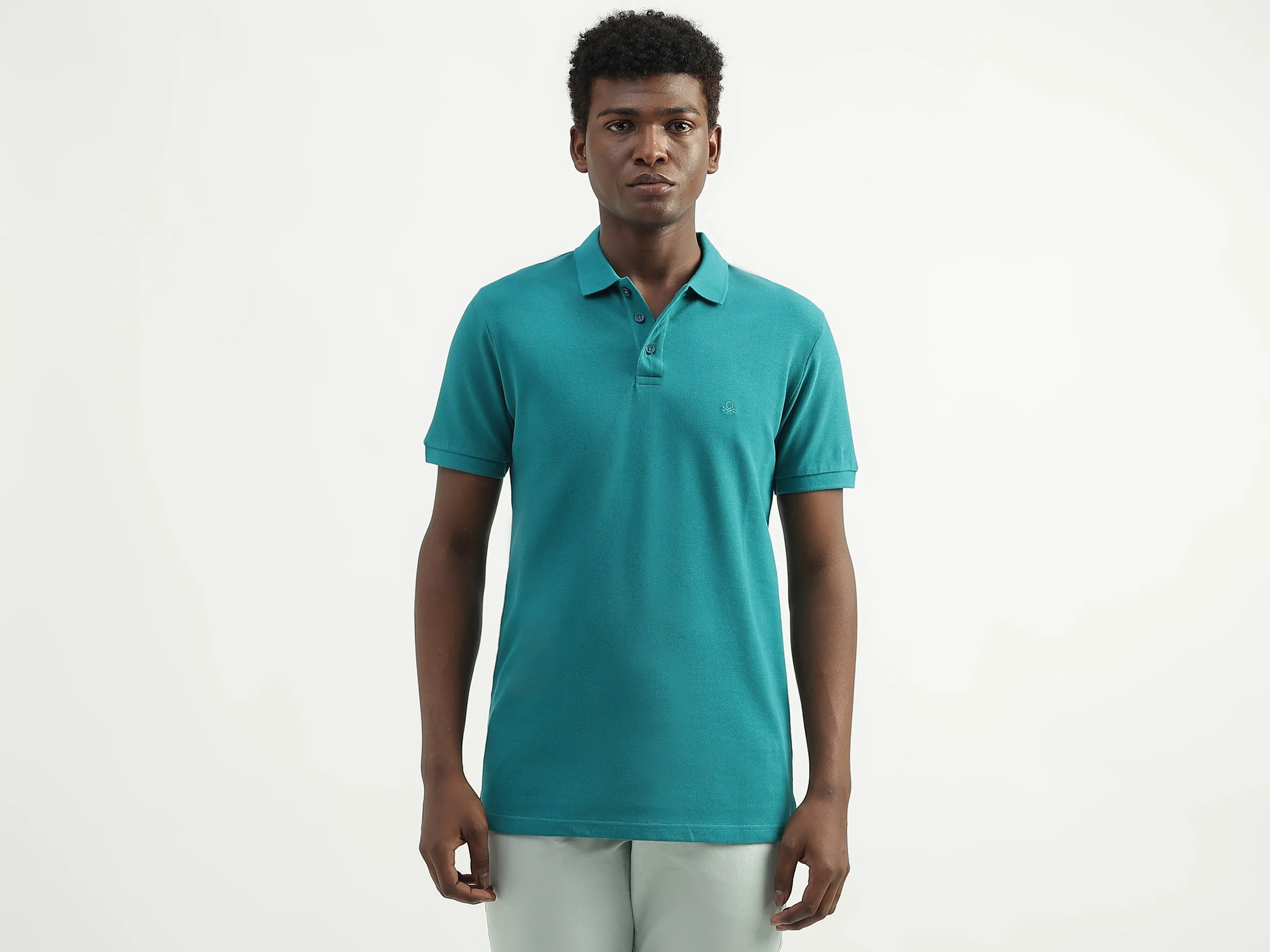 Cotton Solid Polo Collar Mens T-shirts