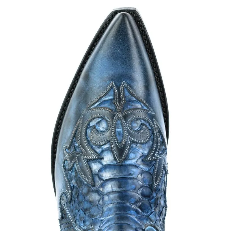 Cowboy Boots or Ankle Boots for Women and Men, Handcrafted, Blue, Urban and Exotic 2500